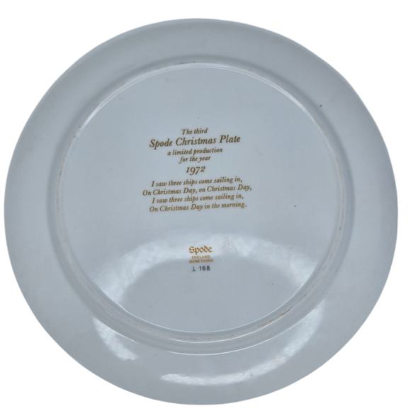 Vintage Spode 1972 Christmas Plate Sailing Ship Gold Blue Trim Bone China 3rd - Picture 4 of 5